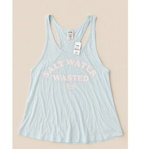 PINK Victoria's Secret Salt Water Wasted Racerback Tank Top Light Blue Size M